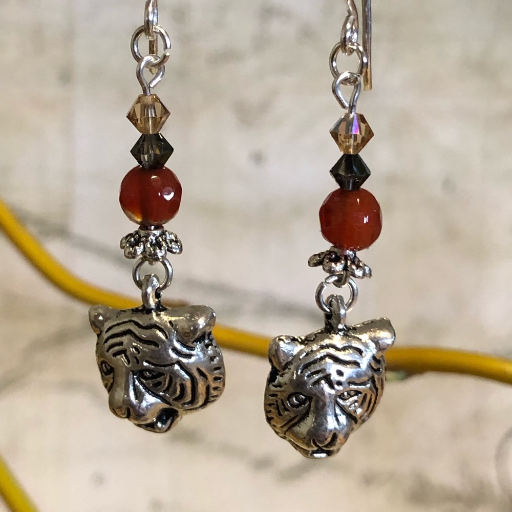 Tiger Earrings - Tiger Jewelry, Carnelian